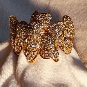 Park Lane - Floral Hinged Cuff Goldtone Bracelet